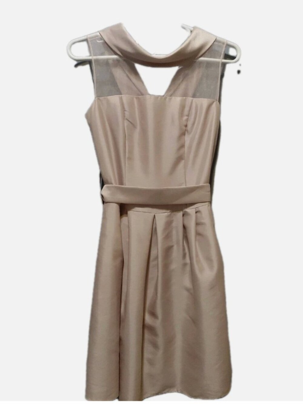 Vintage Willow Glenn champagne midi dress with bow